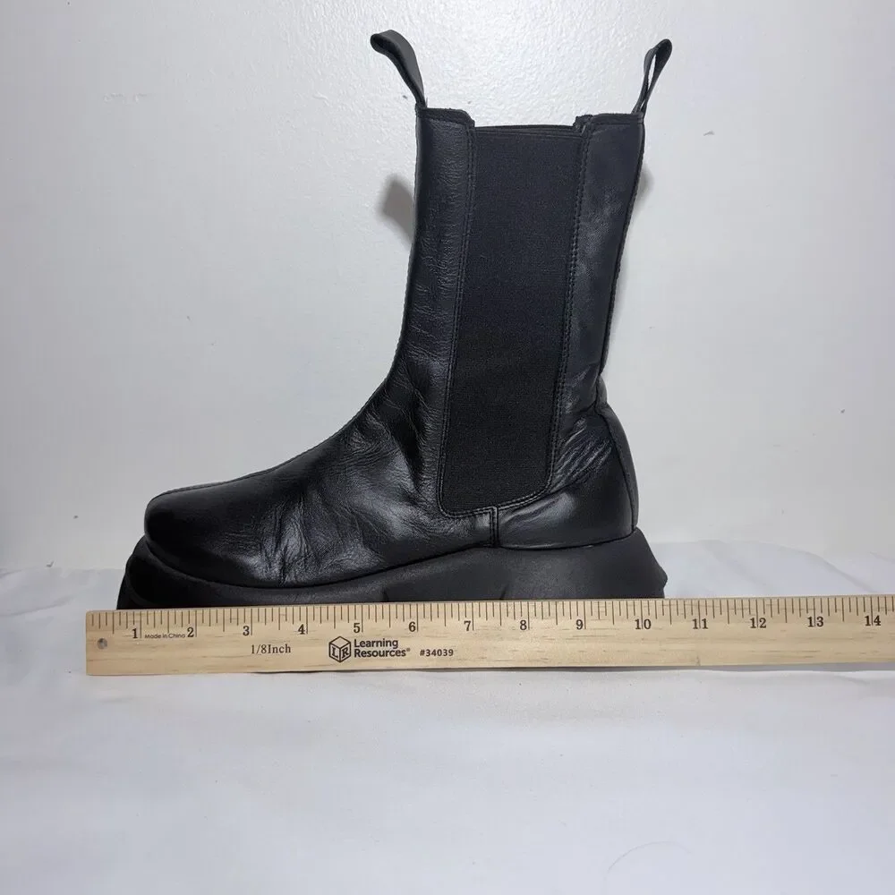 ASOS DESIGN Aqum premium leather chunky chelsea Unisex Black Boots